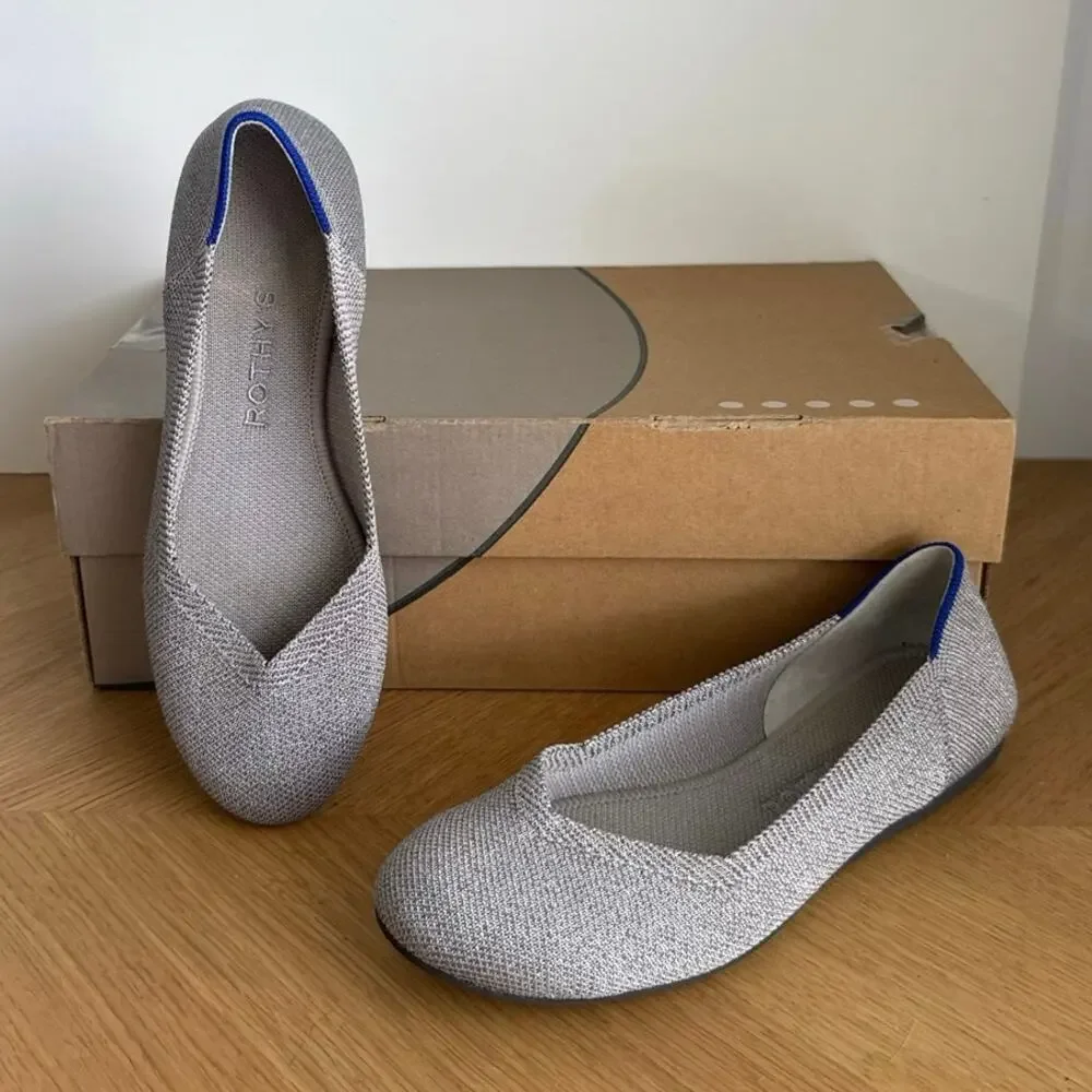 ROTHY’S The Flat ‘Metallic Silver’ Round Toe Women Ballet Flats - SZ 6